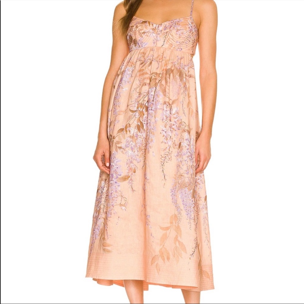 Zimmerman Rosa Flora linen midi dress size 0